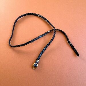 Vintage 1980s Skinny Black Braided Belt (M/L)